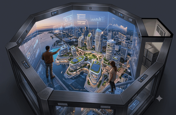 3D holographic visualisation environment for immersive presentations and interactive digital content